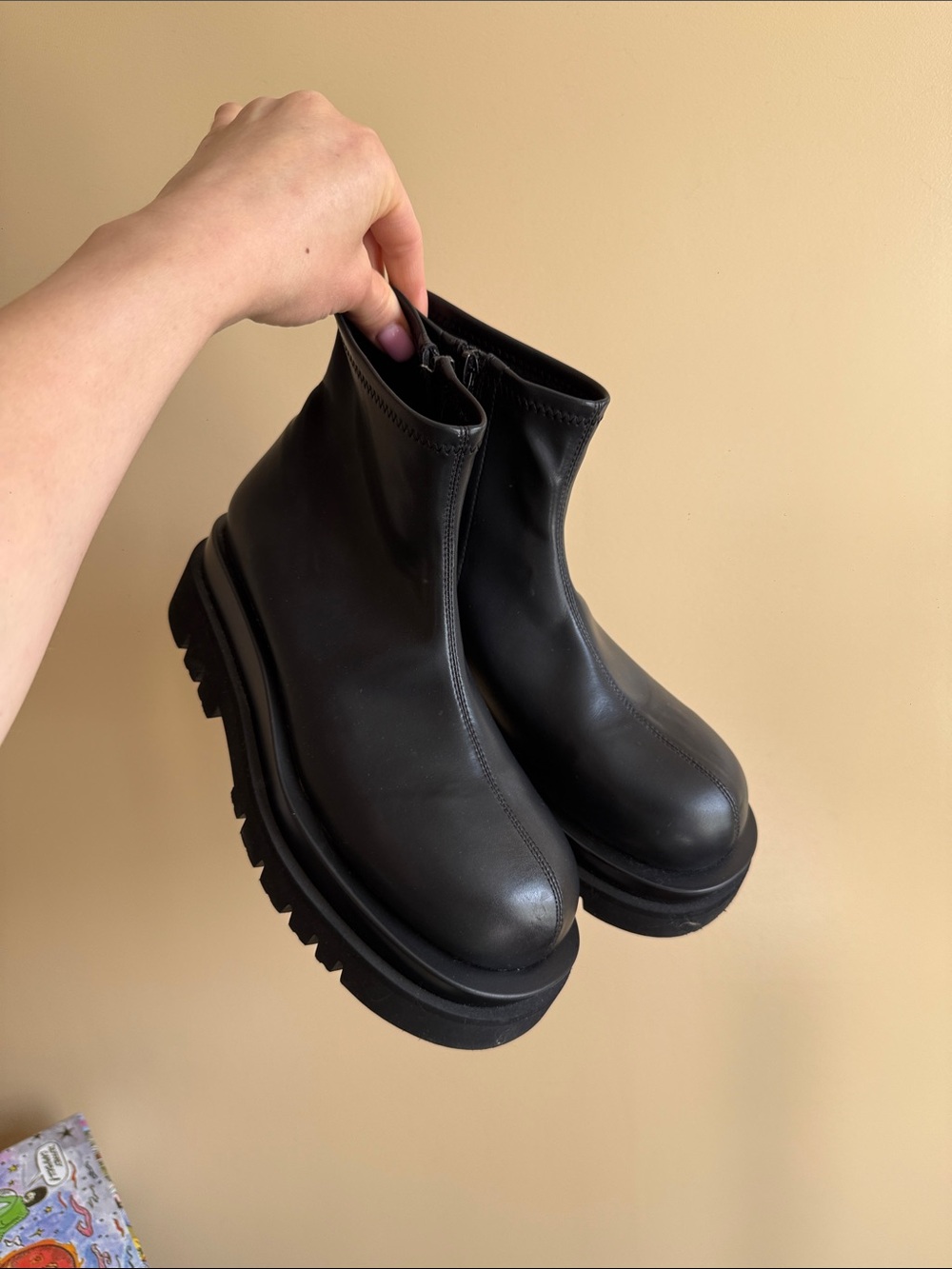 Jeffrey Campbell Black Lug Sole Lace-Up Platform Boots